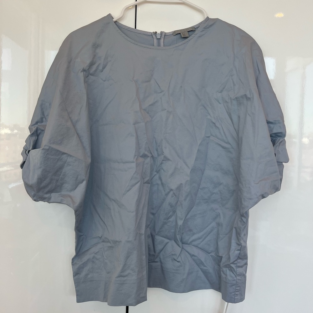 COS light blue cinched sleeve cotton blouse - size 4